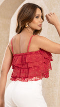 P3979 BLUSA TULL BORDADO CORAL OSCURO