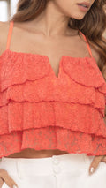 P3979 BLUSA TULL BORDADO NARANJA
