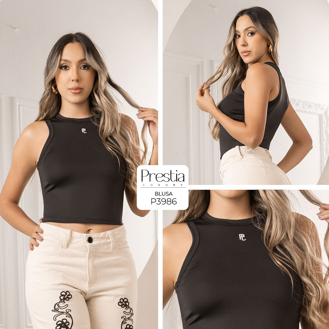P3986 BLUSA BASICA POLIESTER NEGRO