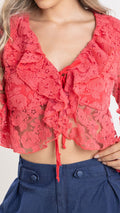 P3988 BLUSA MALLA BORDADA CORAL CLARO