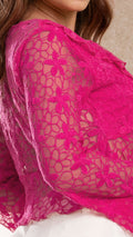 P3988 BLUSA MALLA BORDADA FUCSIA