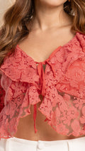 P3988 BLUSA MALLA BORDADA NARANJA