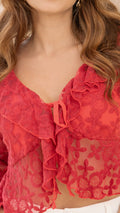 P3988 BLUSA MALLA BORDADA ROJO