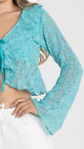 P3988 BLUSA MALLA BORDADA VERDE MEDIO