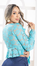 P3988 BLUSA MALLA BORDADA VERDE OSCURO