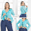 P3988 BLUSA MALLA BORDADA VERDE OSCURO