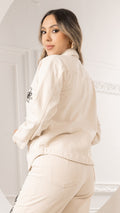 P3998 CHAQUETA DRILL CREMA