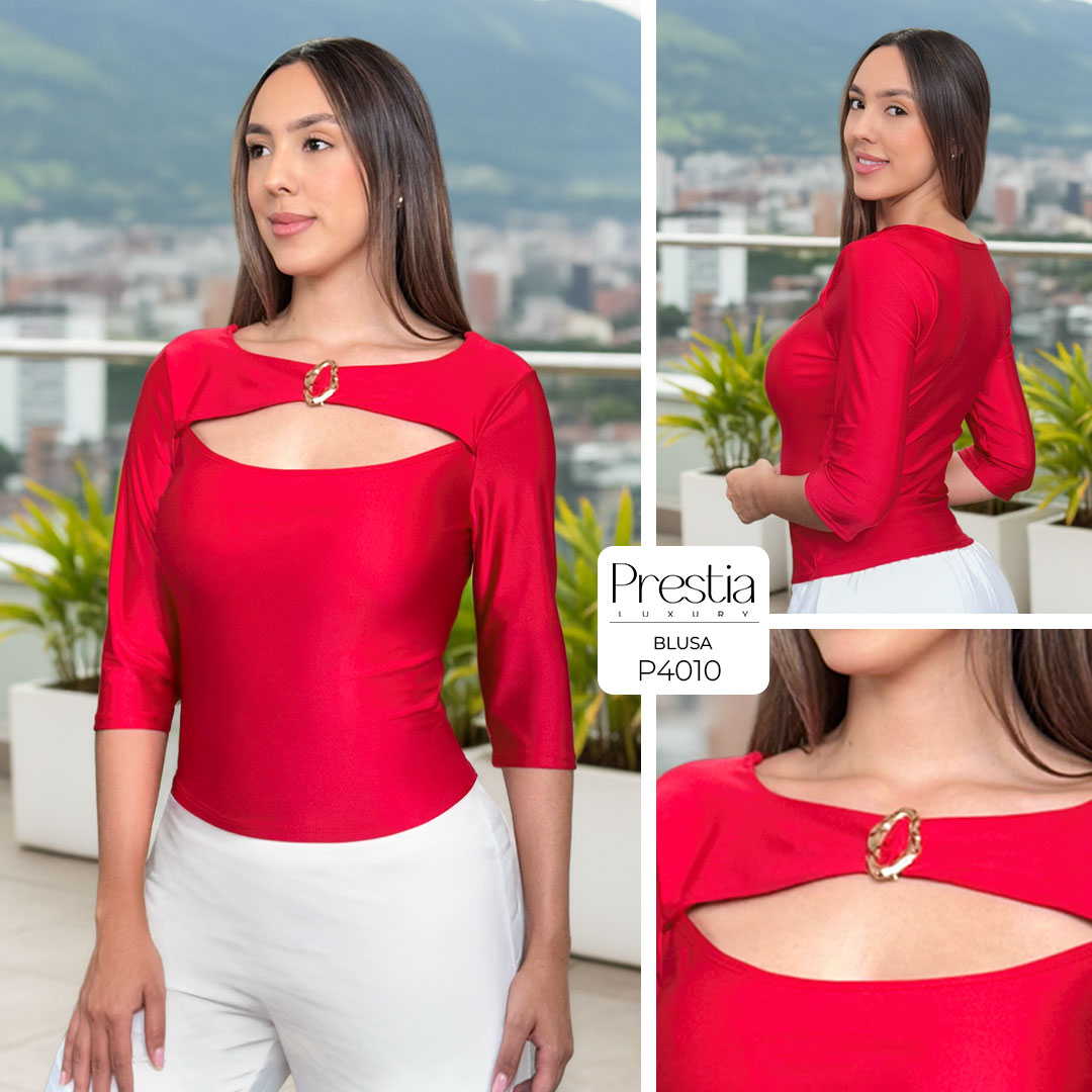 P4010 BLUSA POLIESTER SHAKIRA ROJO