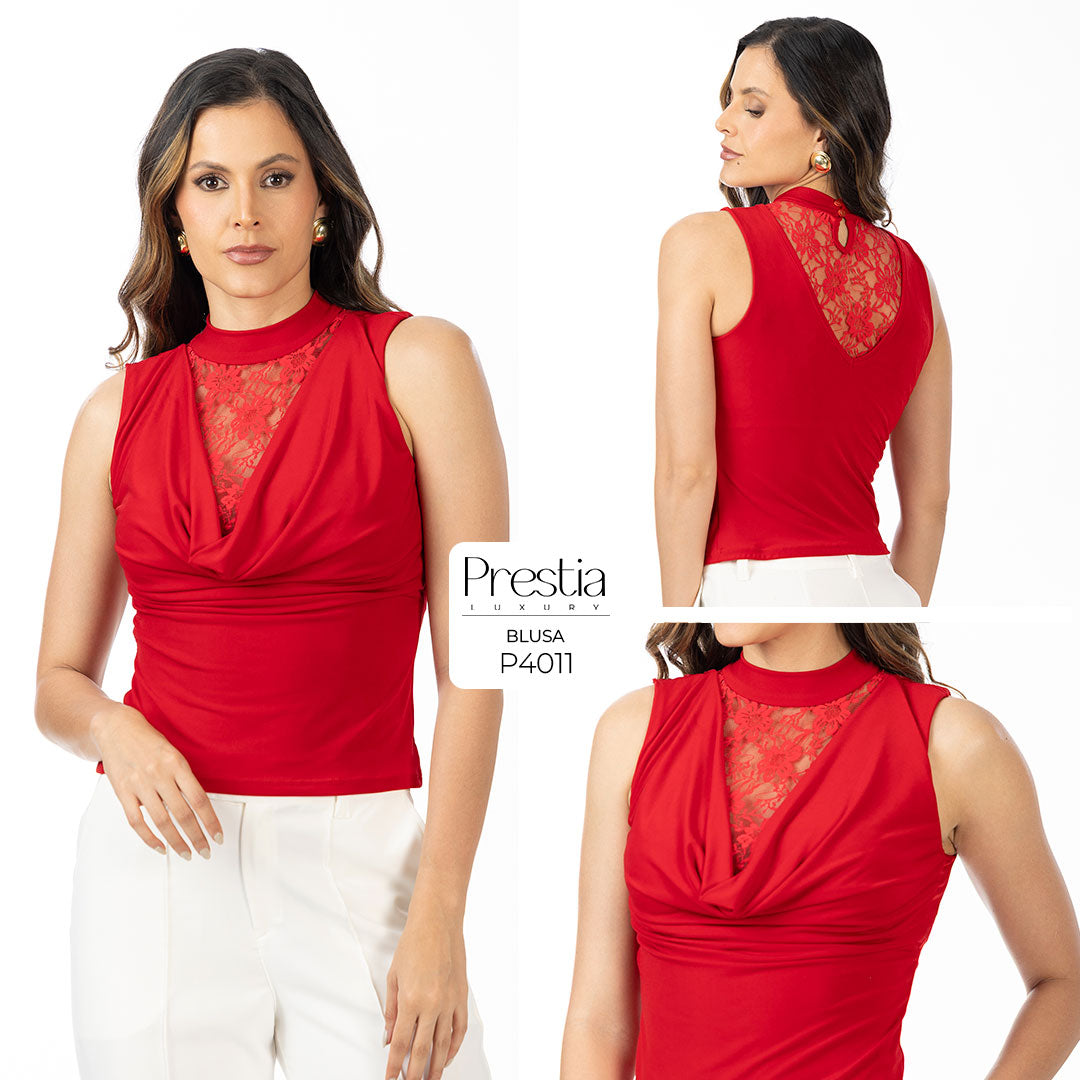 P4011 BLUSA BLONDA ROJO