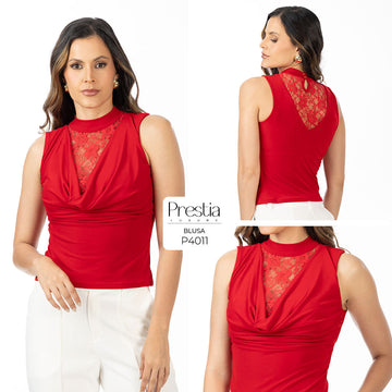 P4011 BLUSA BLONDA ROJO
