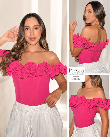 P4016 BLUSA CHALIS FUCSIA