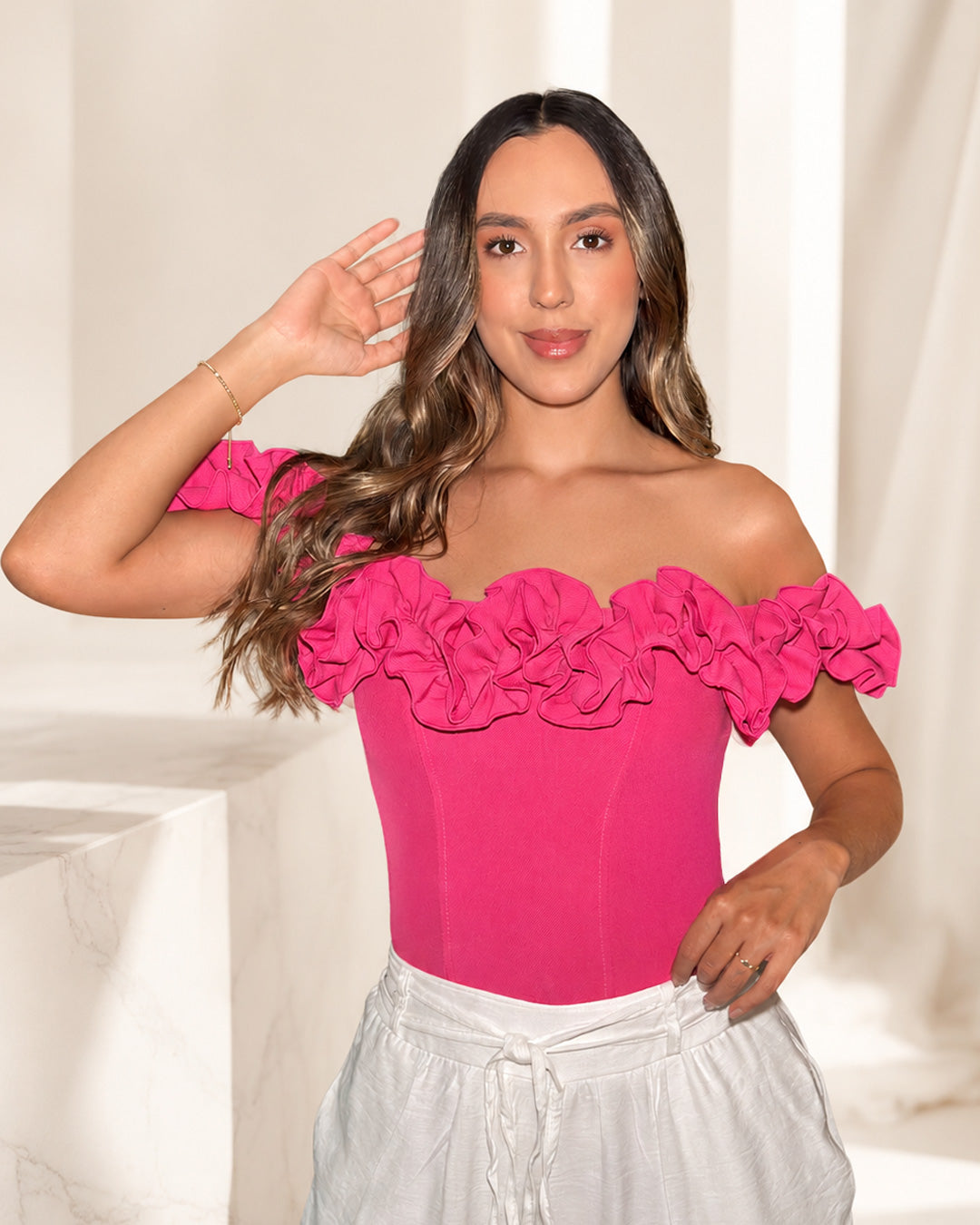 P4016 BLUSA CHALIS FUCSIA