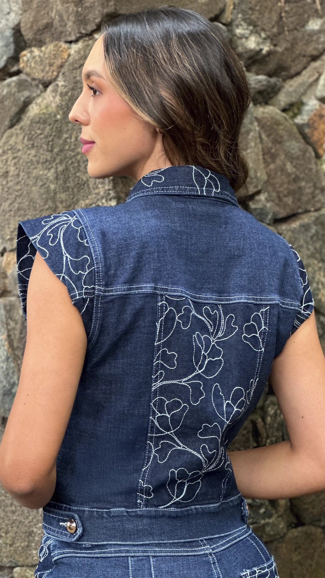 P4019 BLUSA INDIGO BORDADO AZUL