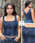 P4020 BLUSA INDIGO BORDADO AZUL