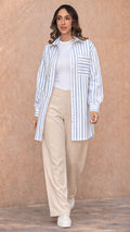 P4048 CAMISA OVERSIZED POPELINA RAYAS BLANCO