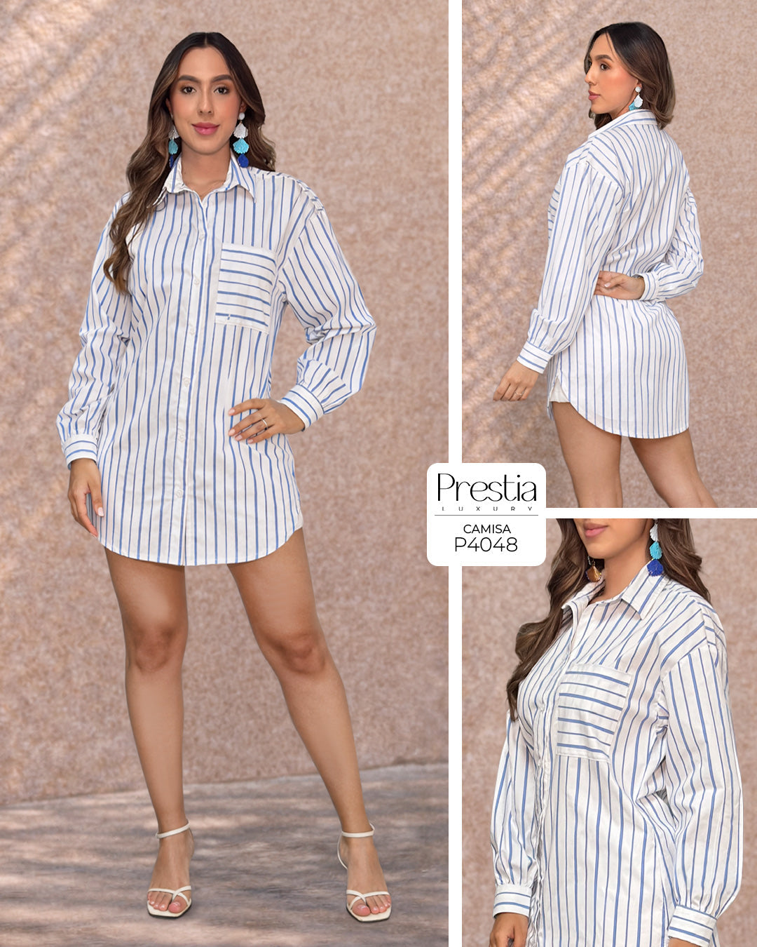 P4048 CAMISA OVERSIZED POPELINA RAYAS BLANCO