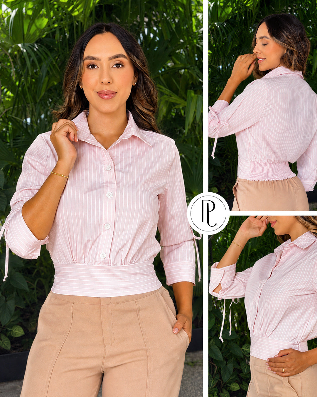 P4050 BLUSA POPELINA RAYAS ROSADO