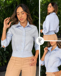 P4050 CAMISA POPELINA RAYAS AZUL