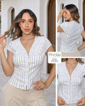 P4063 BLUSA POPELINA RAYAS AZUL