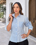 P4066 CAMISA POPELINA RAYAS AZUL