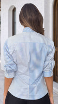 P4066 CAMISA POPELINA RAYAS AZUL