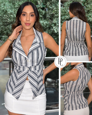 P4075 CHALECO CHALIS RAYAS AZUL
