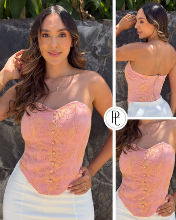 P4077 BLUSA MAYA BORDADA MANDARINA