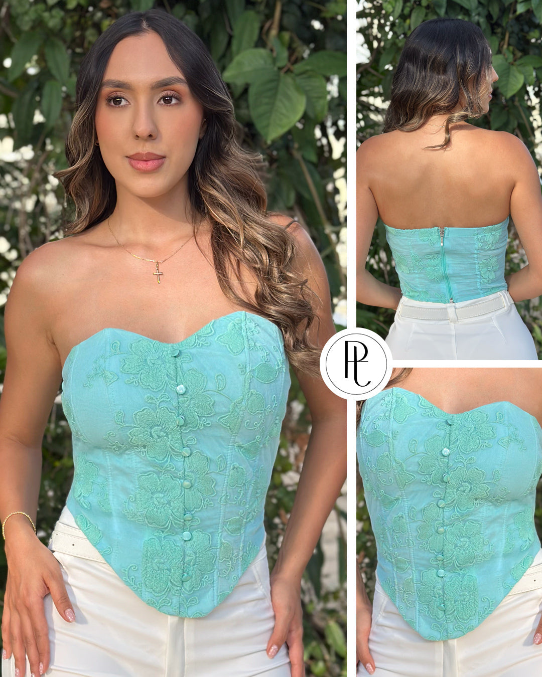 P4077 BLUSA MAYA BORDADA VERDE MENTA
