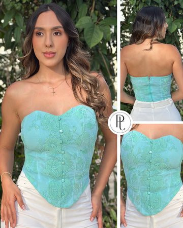 P4077 BLUSA MAYA BORDADA VERDE MENTA