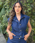 P4082 CHALECO CHAMBRAY AZUL