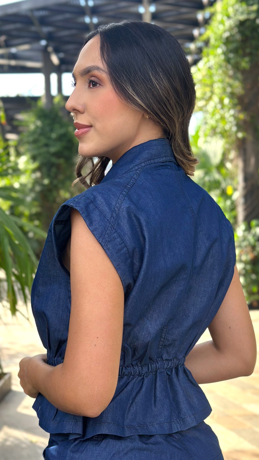 P4082 CHALECO CHAMBRAY AZUL