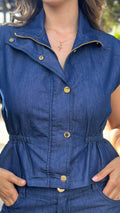 P4082 CHALECO CHAMBRAY AZUL
