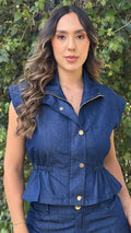 P4082 CHALECO CHAMBRAY AZUL