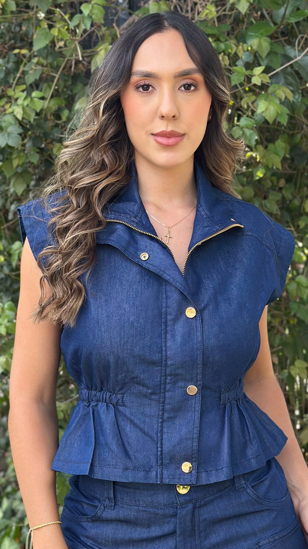 P4082 CHALECO CHAMBRAY AZUL