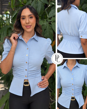 P4089 CAMISA POPELINA AZUL