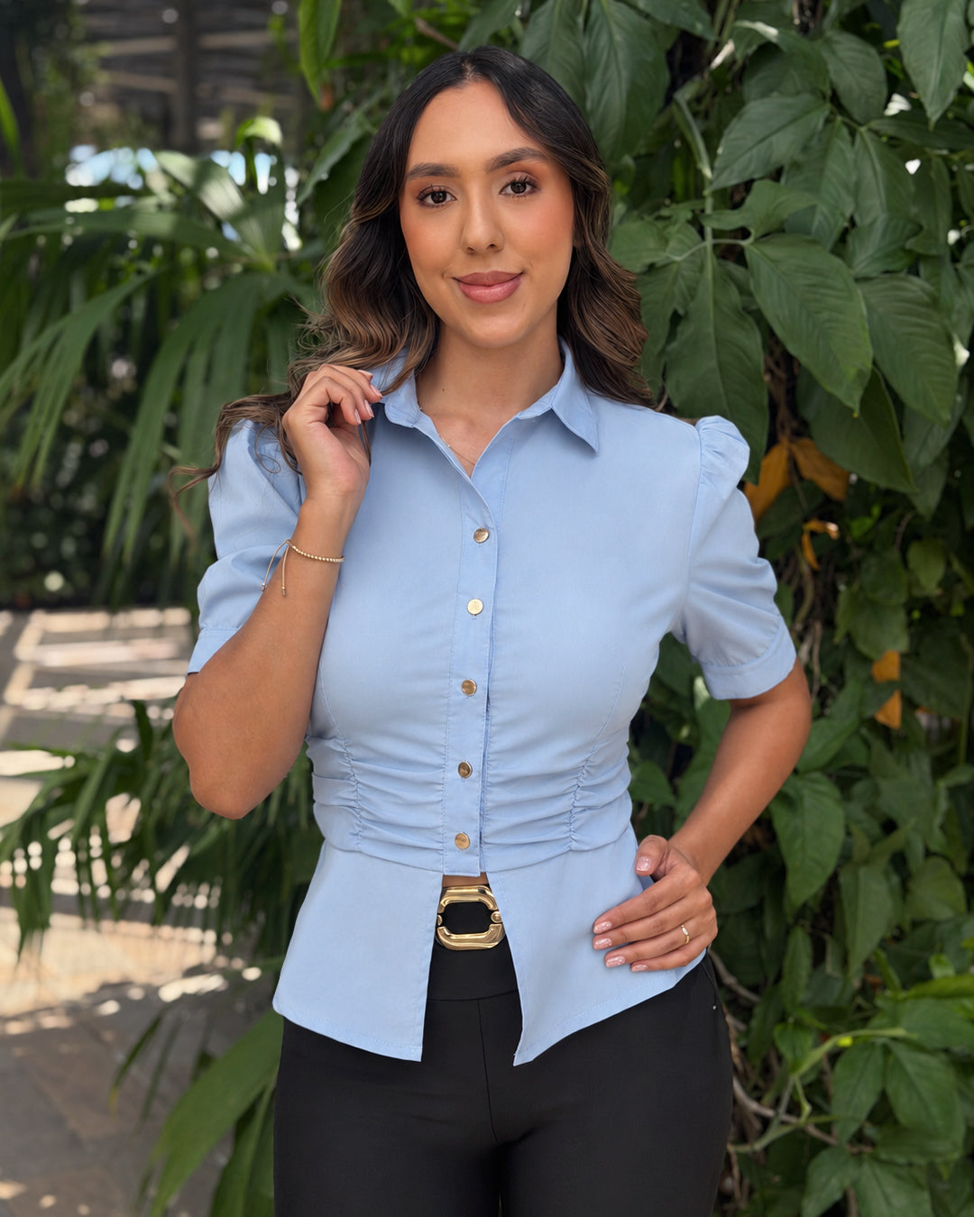 P4089 CAMISA POPELINA AZUL