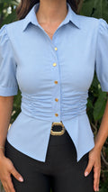 P4089 CAMISA POPELINA AZUL