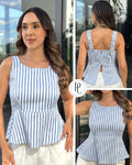 P4090 BLUSA RAYAS AZUL CLARO