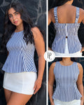P4090 BLUSA RAYAS AZUL OSCURO