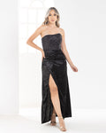 P74184 VESTIDO VELVETEEN LENTEJUELA NEGRO