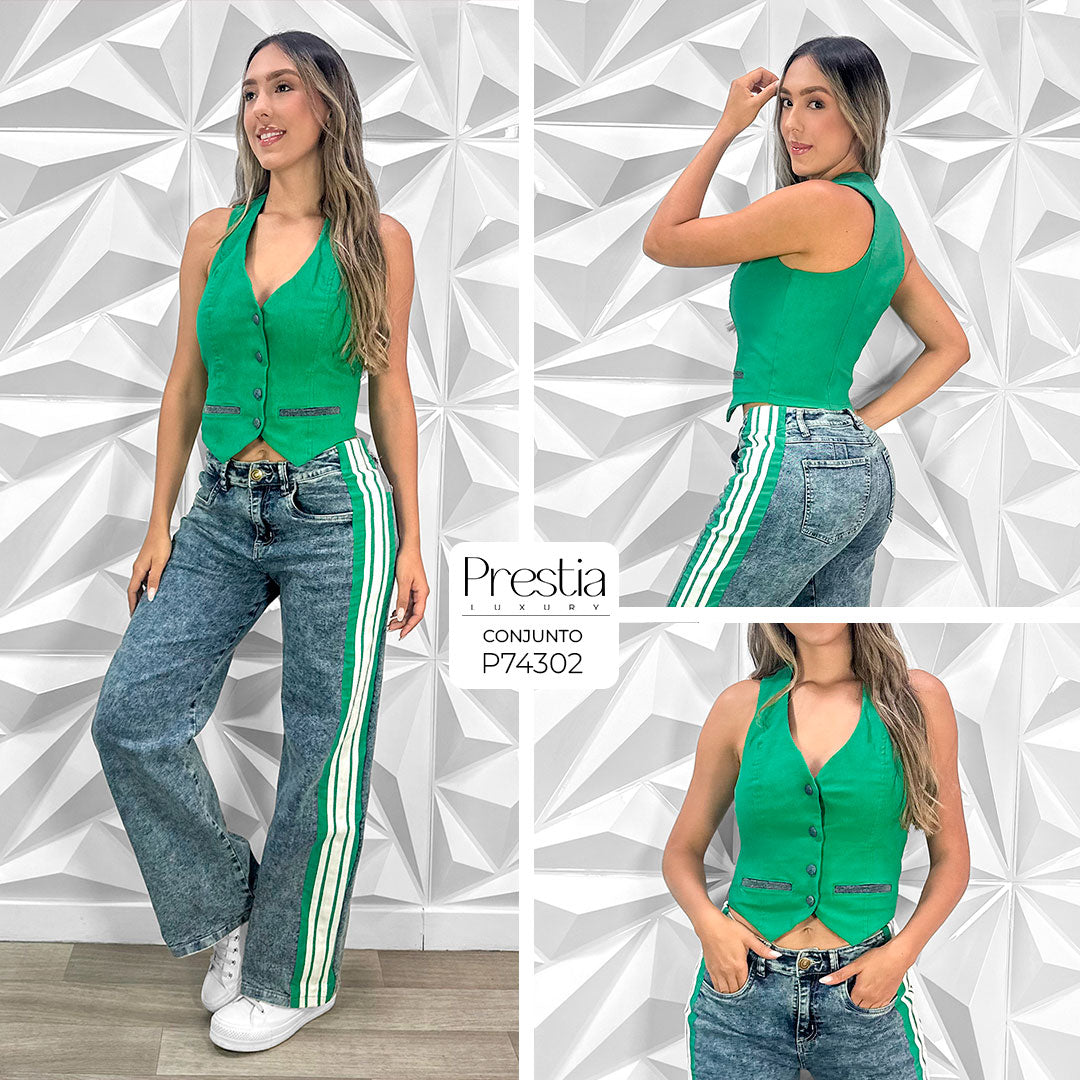 P74302 CONJUNTO BENGALINA CON INDIGO VERDE