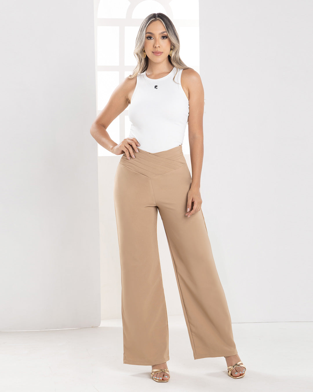 P74337 PANTALÓN NOCHE DE VIENA CAMEL OSCURO