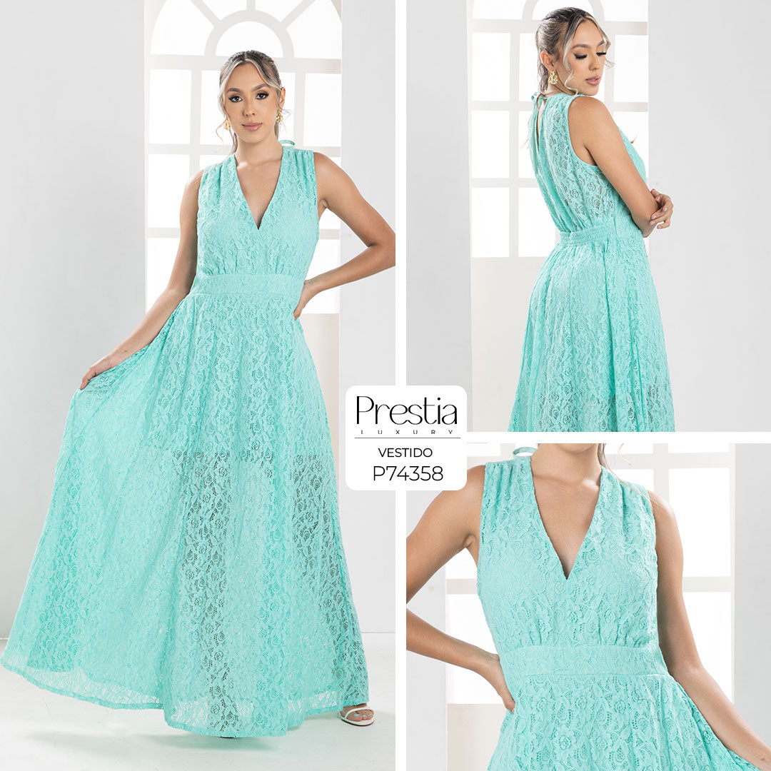 P74358 VESTIDO FALSO CHALIS VERDE MENTA