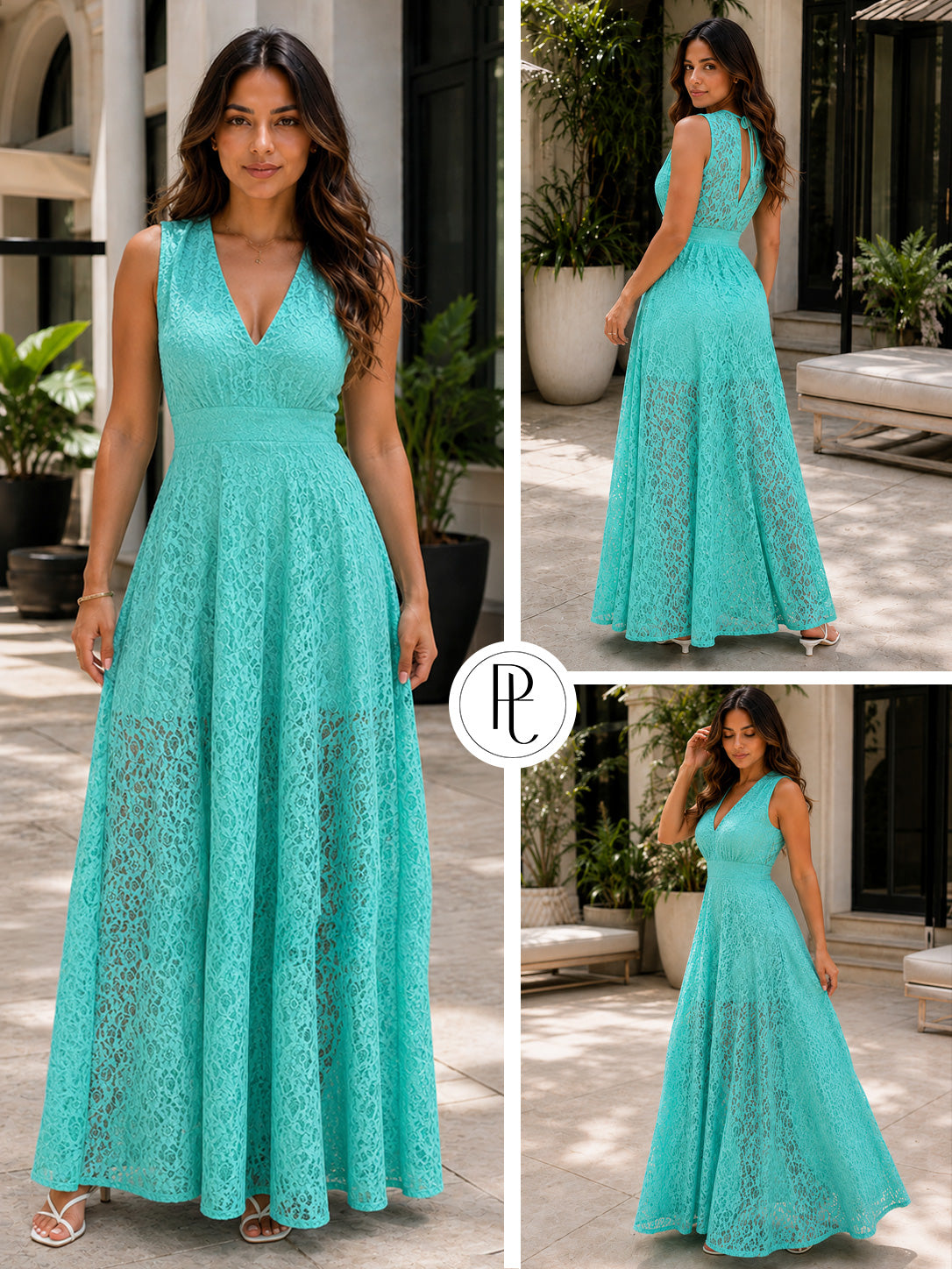 P74358 VESTIDO FALSO CHALIS VERDE MENTA