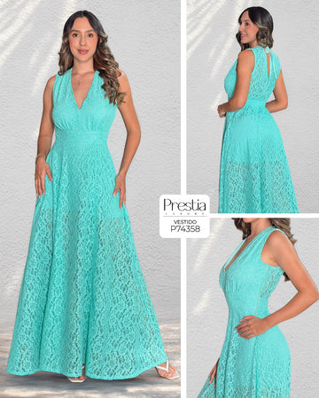 P74358 VESTIDO FALSO CHALIS VERDE MENTA