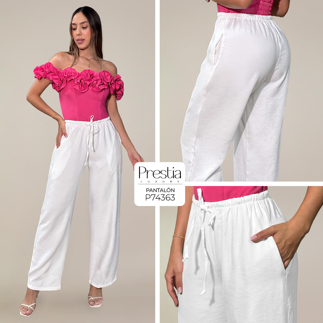 P74363 PANTALÓN POLIESTER MARFIL