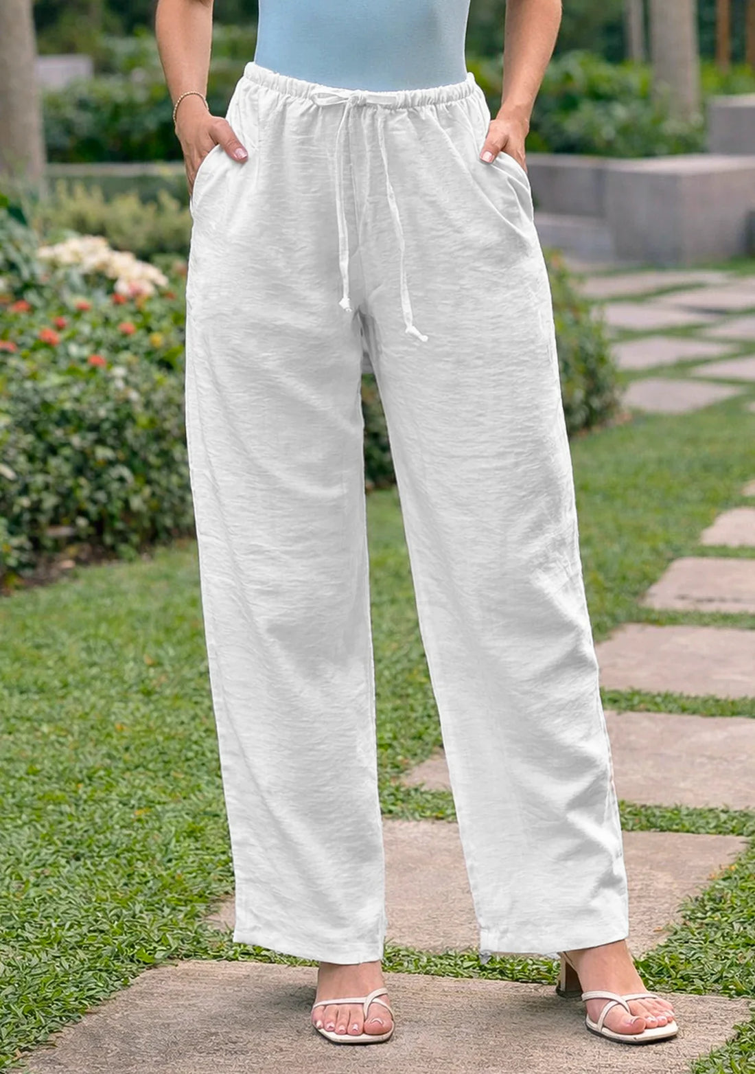 P74363 PANTALÓN POLIESTER MARFIL