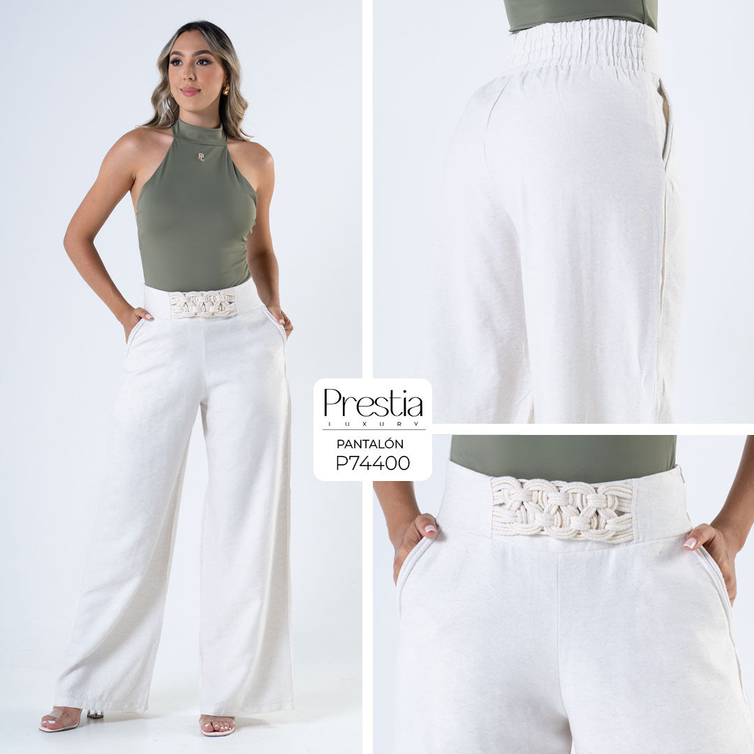 P74400 PANTALÓN LINO MARFIL