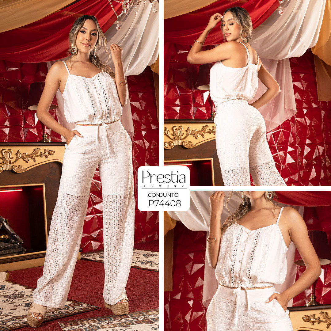 P74408 CONJUNTO LINO POLIESTER MARFIL