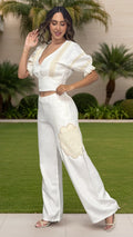 P74420 CONJUNTO LINO RAYON NATURAL MARFIL
